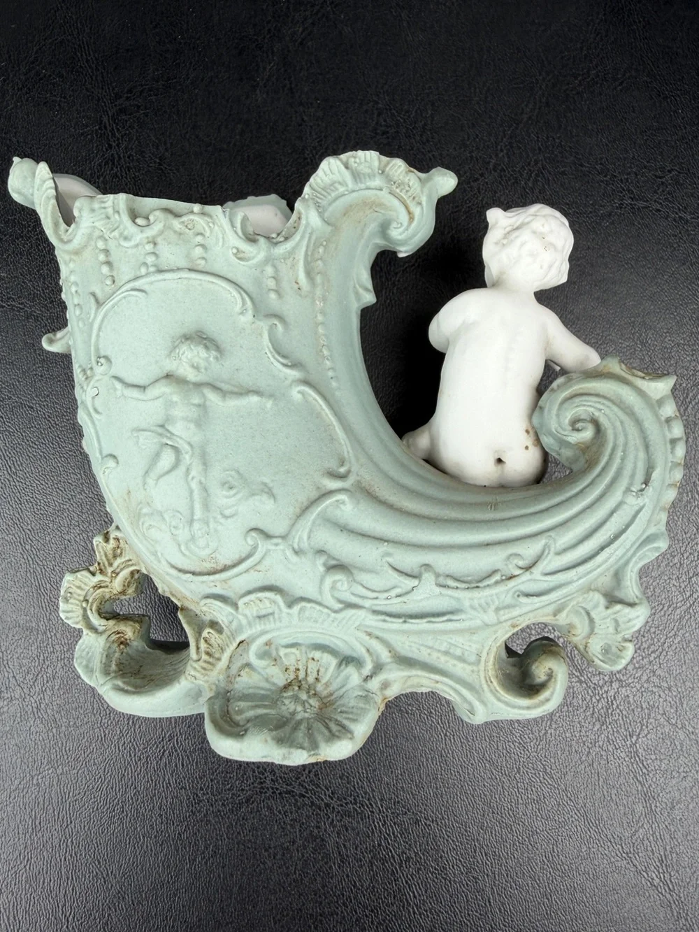 VINTAGE Rococo Cherub Bisque Vase
